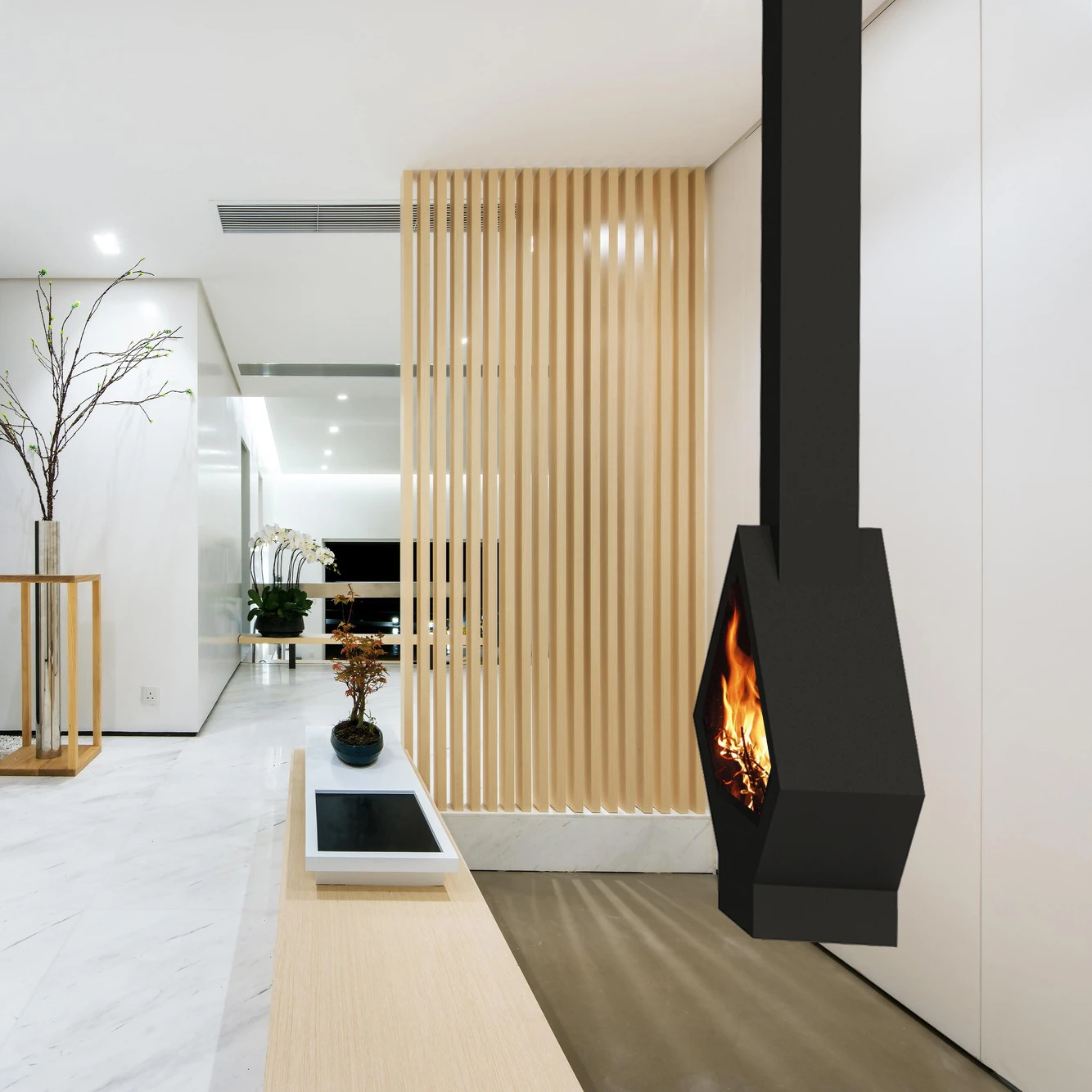 suspended fireplace wood,ceiling mounted fireplace