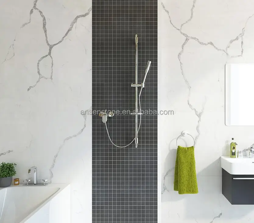 Popular White Calacatta Quartz Kitchen Benchtop Top Engineered Quartz Stone Slab