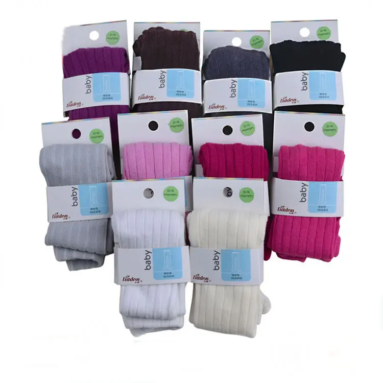Factory custom baby winter coloured cute design kids cotton tights