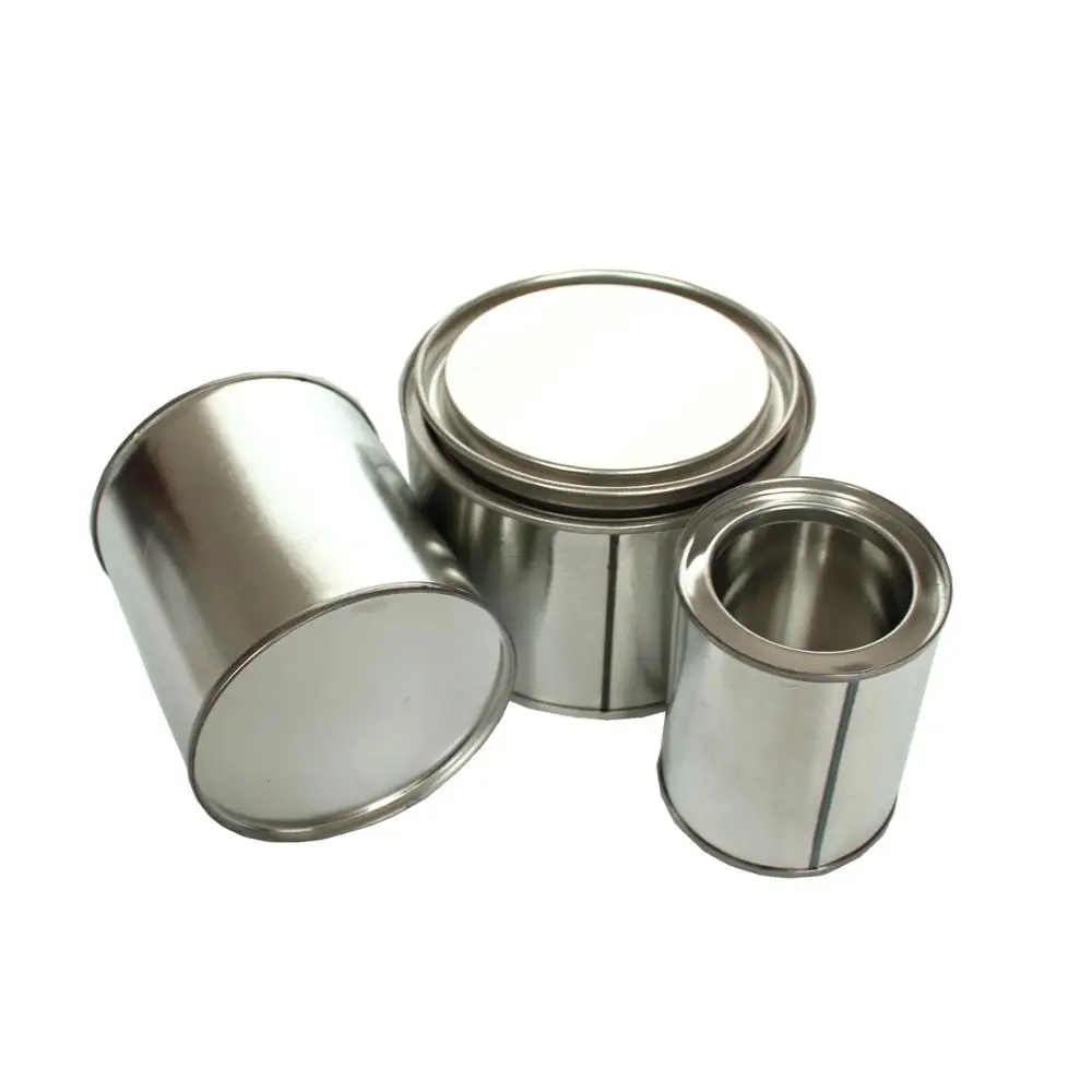 
metal round solvent tinplate small plain silver print lever lid paint tins can 