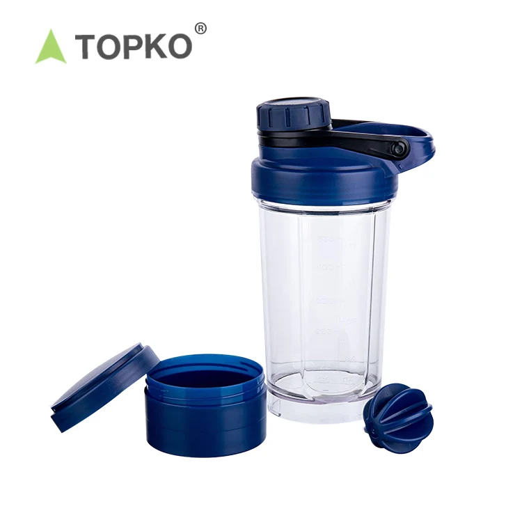 TOPKO 500ml 2-layer protein shaker water bottle with storage