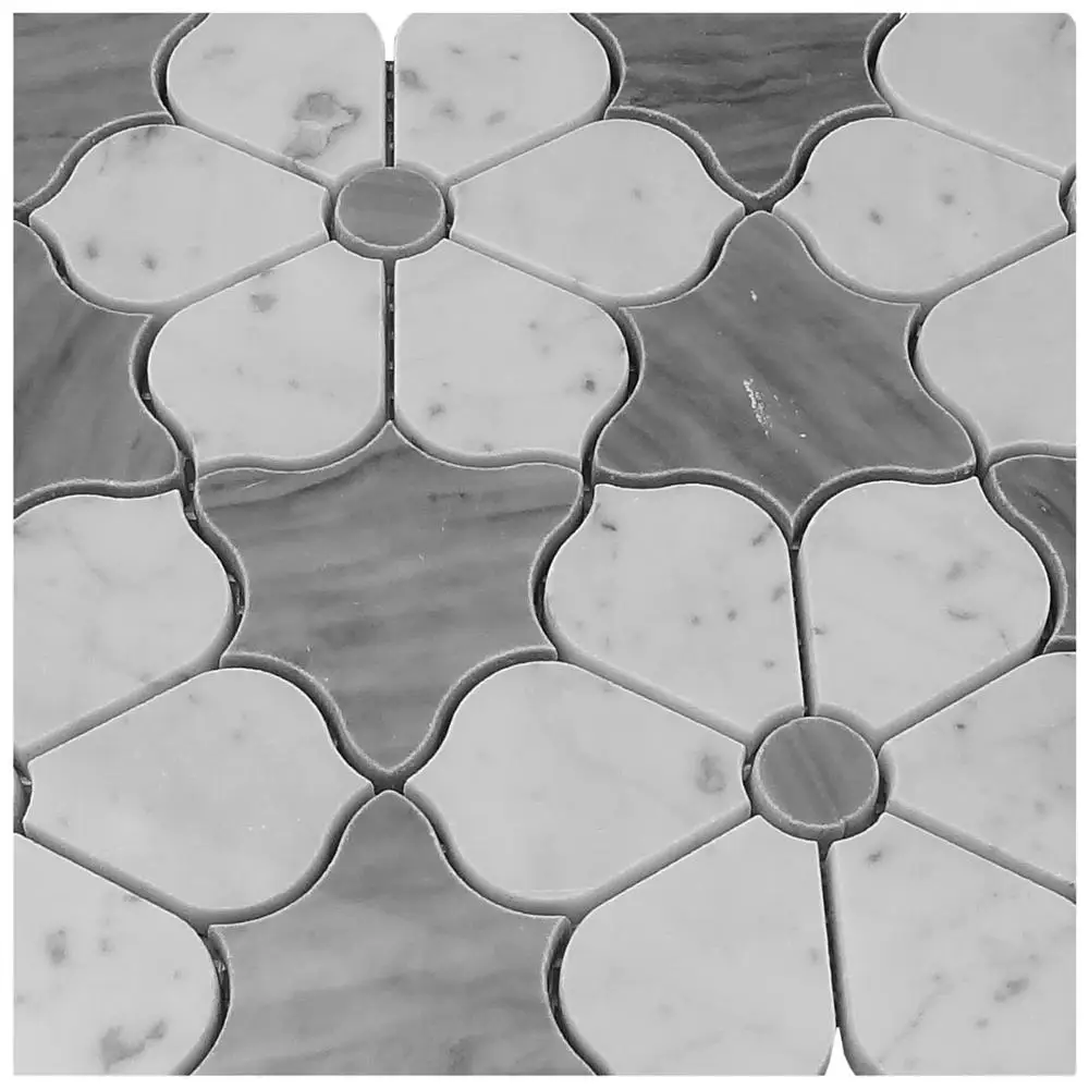 Красочный красивый камень Carrara Мраморная Мозаика елочка синий