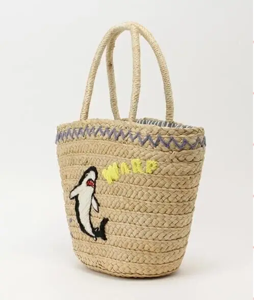 
Hot sale women summer natural raffia straw embroid travel shopping top handle and zipper pocket beach fashion tote bag 