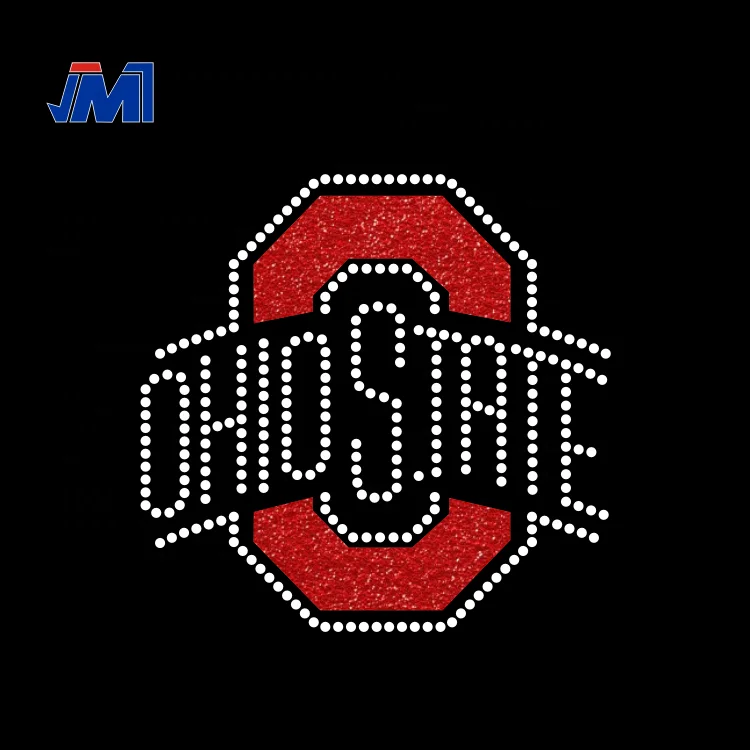 Custom Ohio State Football rhinestone and vinyl glitter transfer