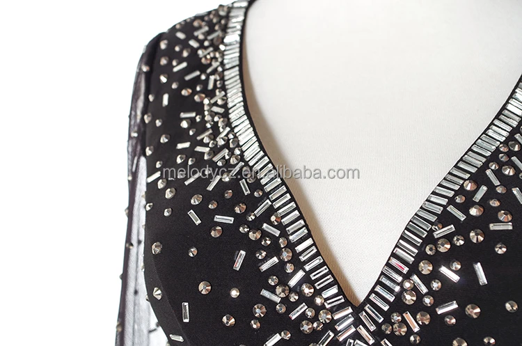 Elegant sexy black long tulle apparel fashion beaded dubai evening dress for ladies