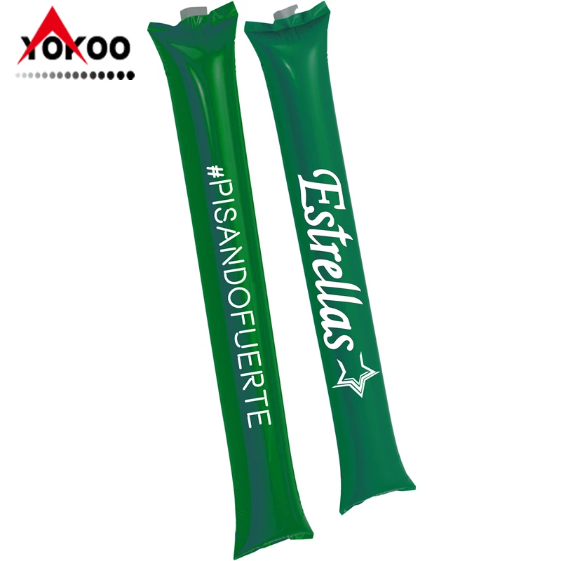 Inflatable plastic cheering sticks
