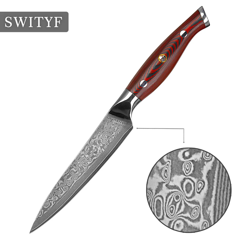 Fruit Utility Knife OEM Damascus Steel Vg-10 5 Inch Japanese Chefs Knife Stainless Steel Multifunction Cutting Slicer