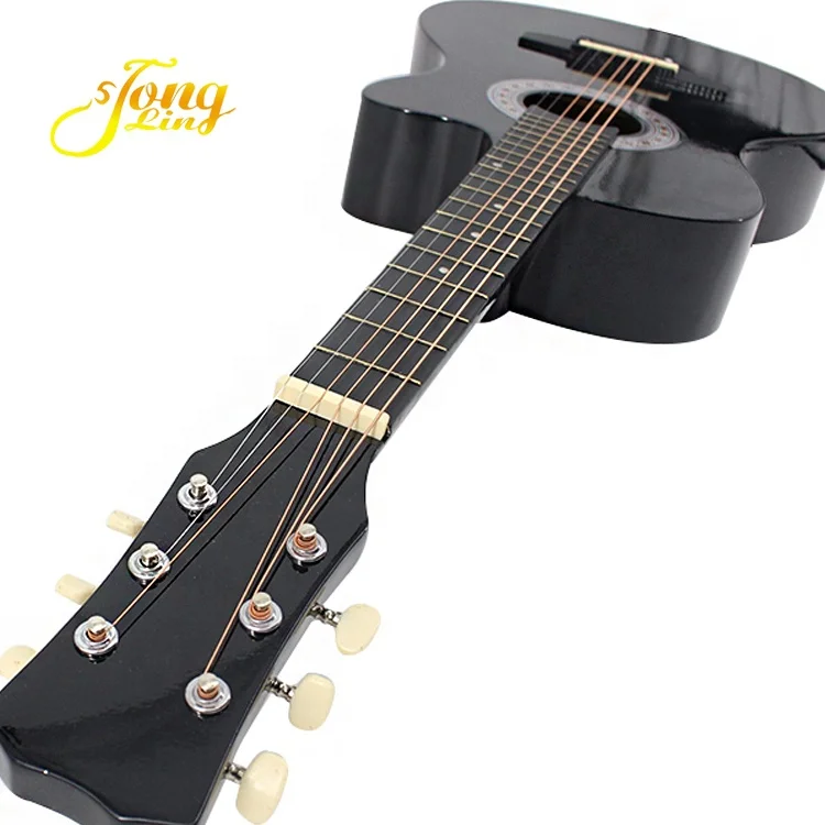 38 Inch Black Musical Instrument High Quality Acoustic Folk Guitar