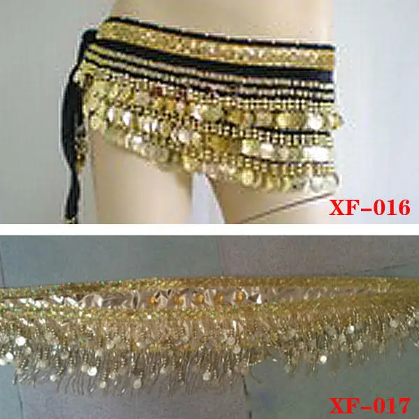 shiny gold sequined belly dance hip belt (XF-016,XF-017)