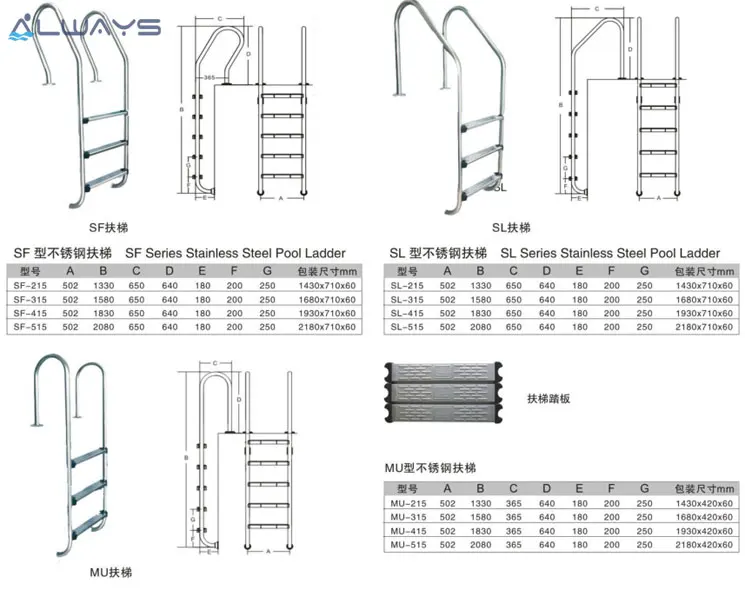 Guangzhou stainless steel pool ladder manufacturers swimming pool ladder supplier