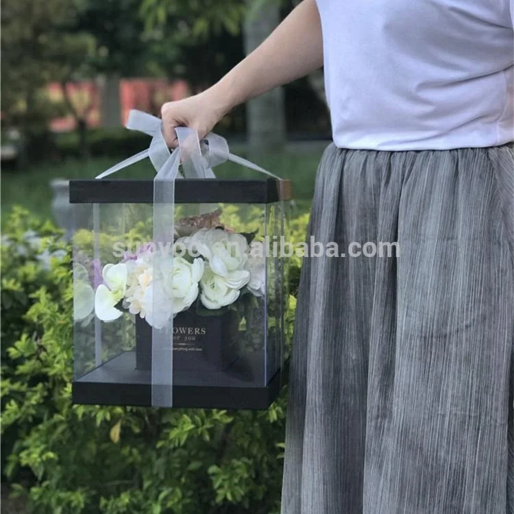 
Wholesale free logo PVC window high quality plastic printed flower box 
