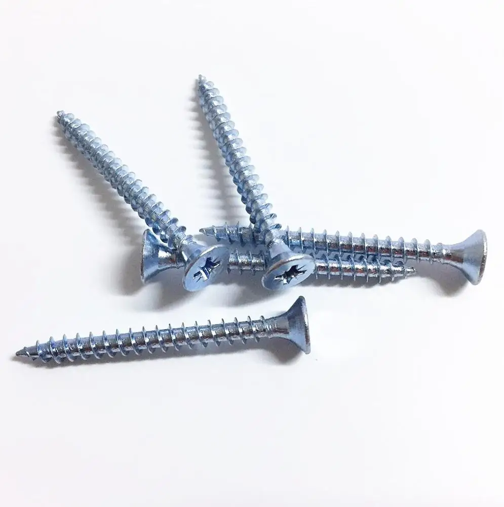 DIN Zinc Plated CSK Pozi Cross Flat Head Chipboard Screws