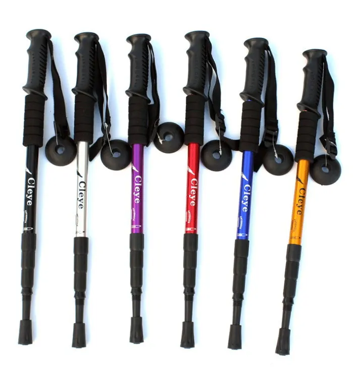 Free Shipping HOT Cleye Walking Straight Shank Stick,good Trekking pole telescopic ski poles 53-110CM 300G hike stick
