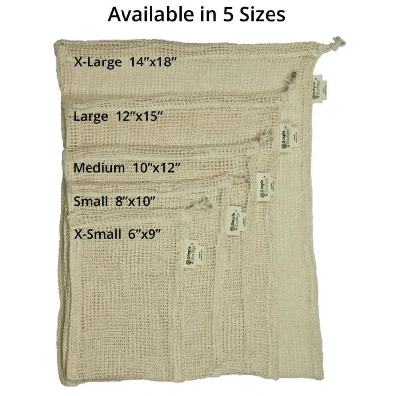 
Reusable Produce Bags Zero Waste Eat More Plants Screen Printed Natural Cotton Produce Bag - Eco Friendly - Produce - Groc 