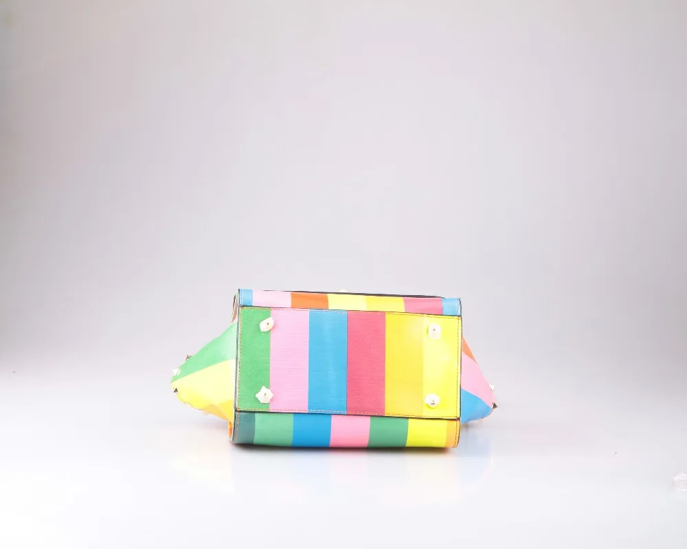 3759 Wholesale China Fashion beautiful rainbow printing high quality ladies PU leather mini satchel bags