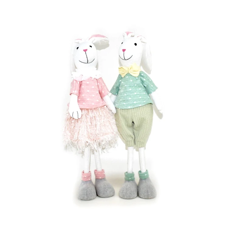 Factory Exclusive Design Bunny Dolls Decoration Easter Home Decor Standing Rabbit Figure Couple Spring Holiday Gifts