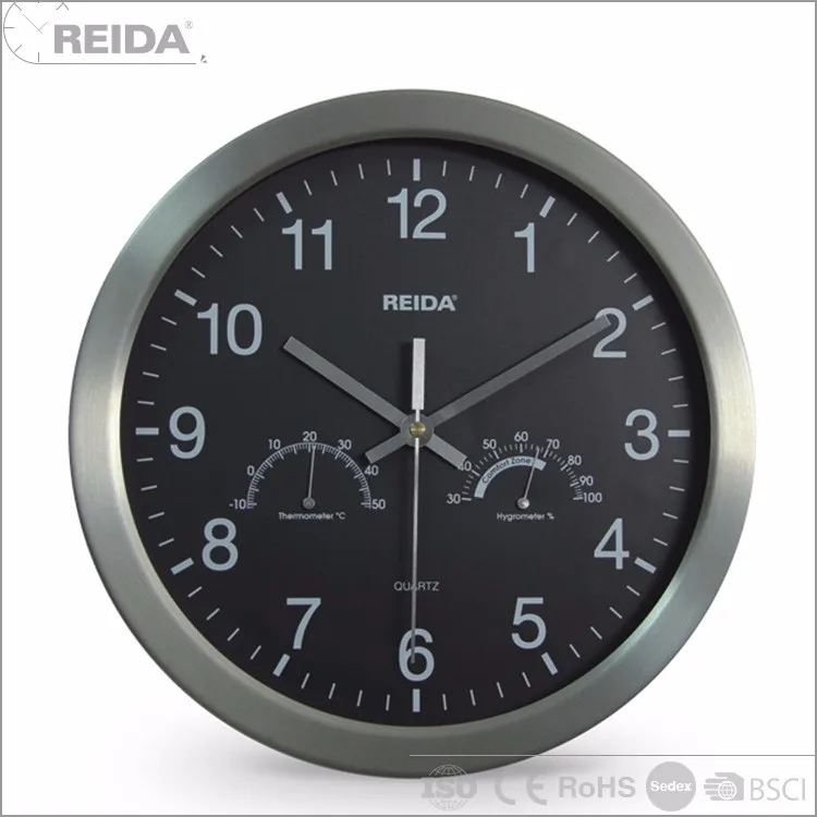 12 Inch Thermometer & Hygrometer Weather Station Wall Clock for Home Decoration