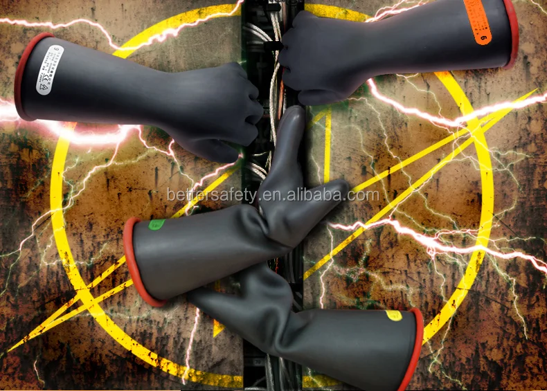 Natural Latex Gloves High Voltage 20KV Class 2 Insulation Electrical Gloves Electrical Insulating Work Gloves