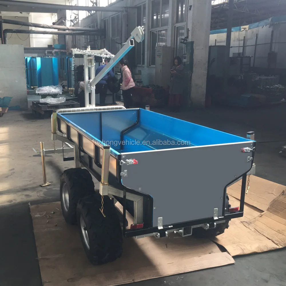 Chine Best 360 degree revolved boom 1.5T load capacity atv mesh trailer,atv timber trailer with crane,atv tipping trailer