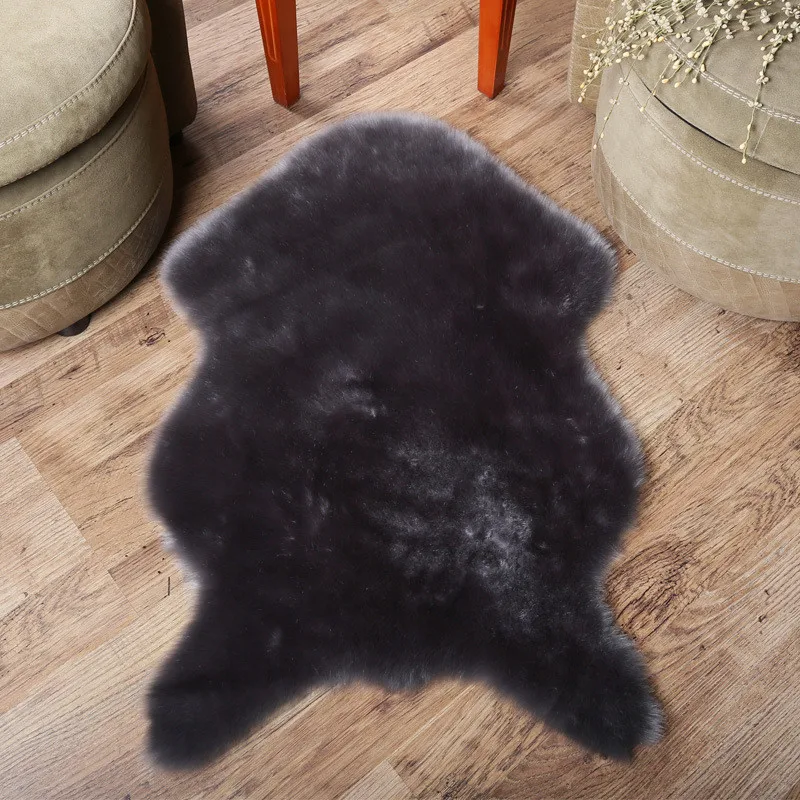 Wholesale Black Single Piece Sheepskin Product Artificial Wool Lambskin Rugs