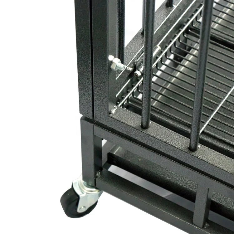 Folding Galvanized Heavy Duty Metal Dog Crate Kennel Enclosure With Cover And Door