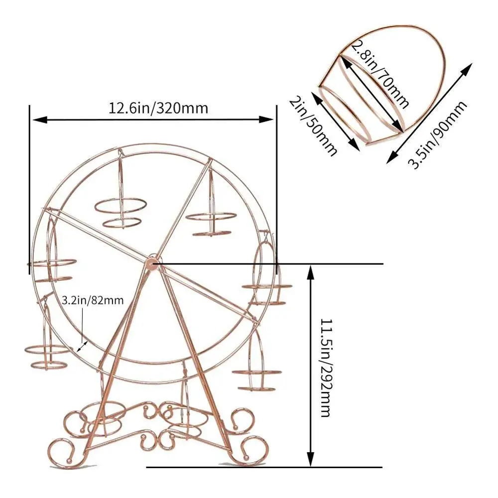 Wideny Home Party decoration Plated Metal wire Rose Gold wedding Ferris wheel cupcake stand