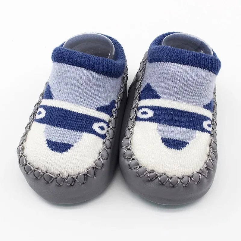 
Knit Slipper Baby Rubber Soles Socks With Leather Sole 