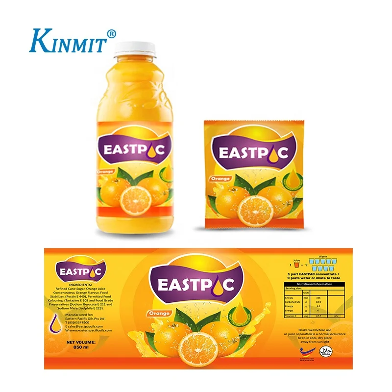 Kinmit Custom Printed Transparent Juice Bottle/Soft Drink Label/Wine Bottle Labels