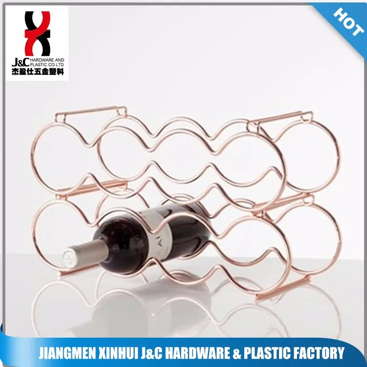 Fashion rose gold 8 bottle wire wine display rack