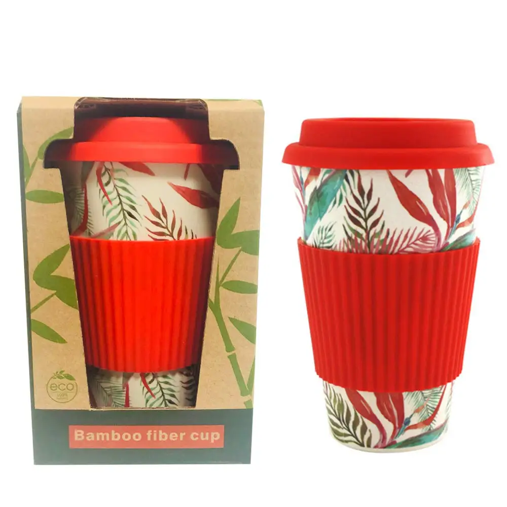 Amazon supplier reusable biodegradable bamboo fiber take away coffee mugs cups
