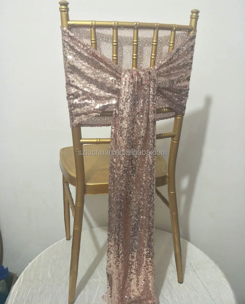 Свадебный стул с завязками, розовое золото, стул с блестками