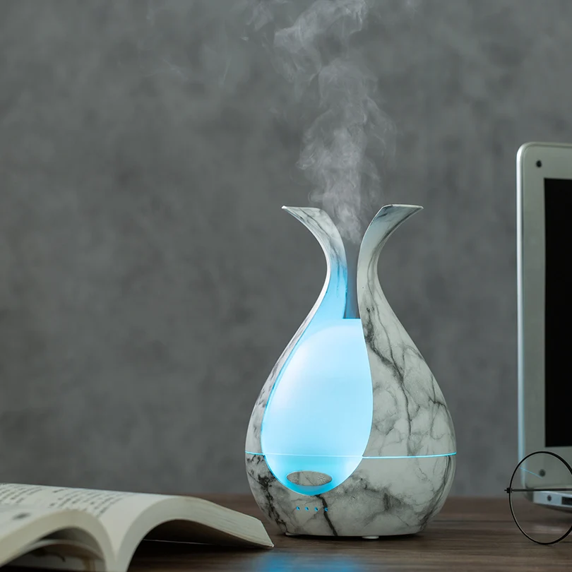 Home Personal Air Humidifier Wooden Aroma Diffuser Fragrance Oil Flower Shaped Hot Sell Black Ultrasonic Humidifier Manual