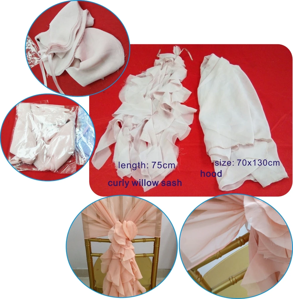 19869 Chair covers Wedding decoration ruffled curly willow chair sash