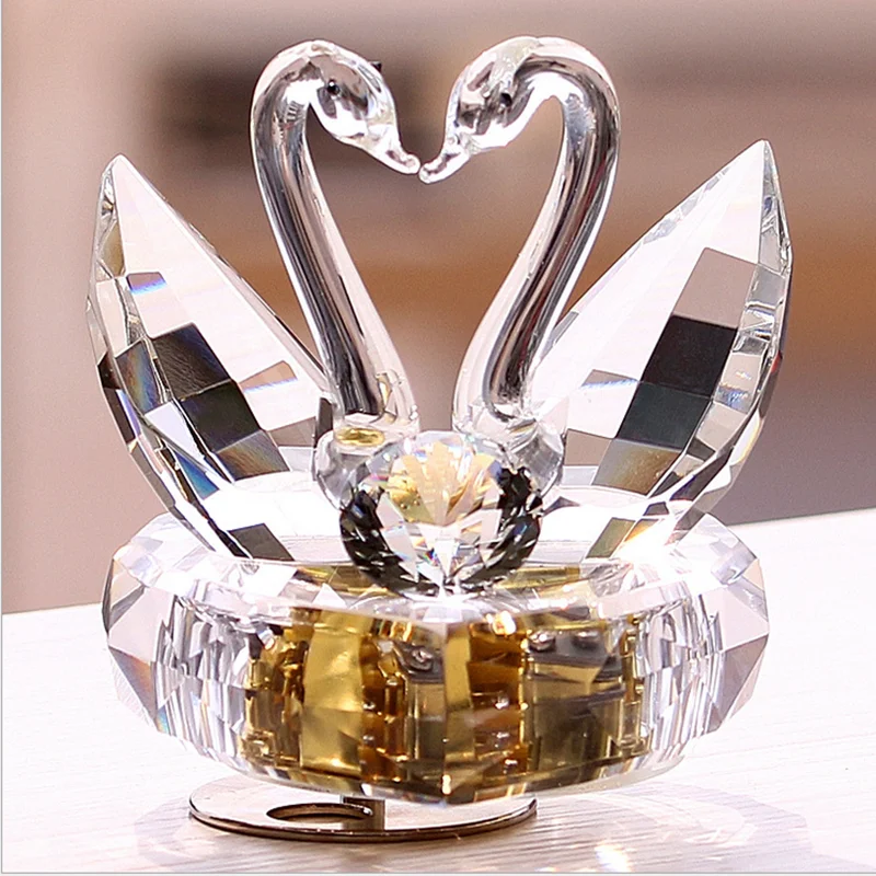 Crystal Sparking Swan Music Box for Wedding Decoration