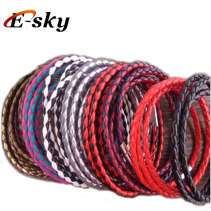 Manufacturer Hot Sale Four Stands Double color 4mm Round Dense Braided Leather Rope