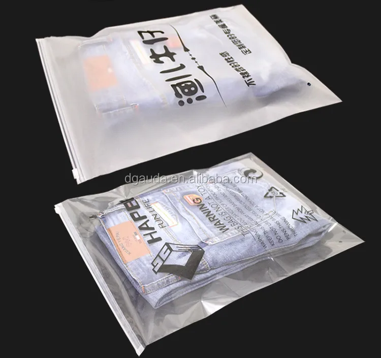 custom logo biodegradable slider pe clear transparent reusable plastic polypropylene poly clothing packaging bag