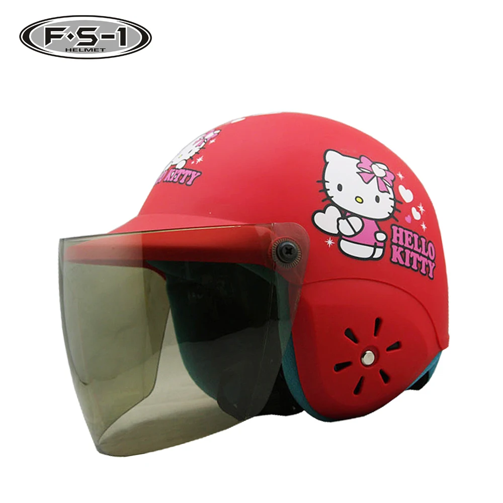 New arrivals Cute decals hello kitty girls protective helmet kids racing motorcycle helmets with visor