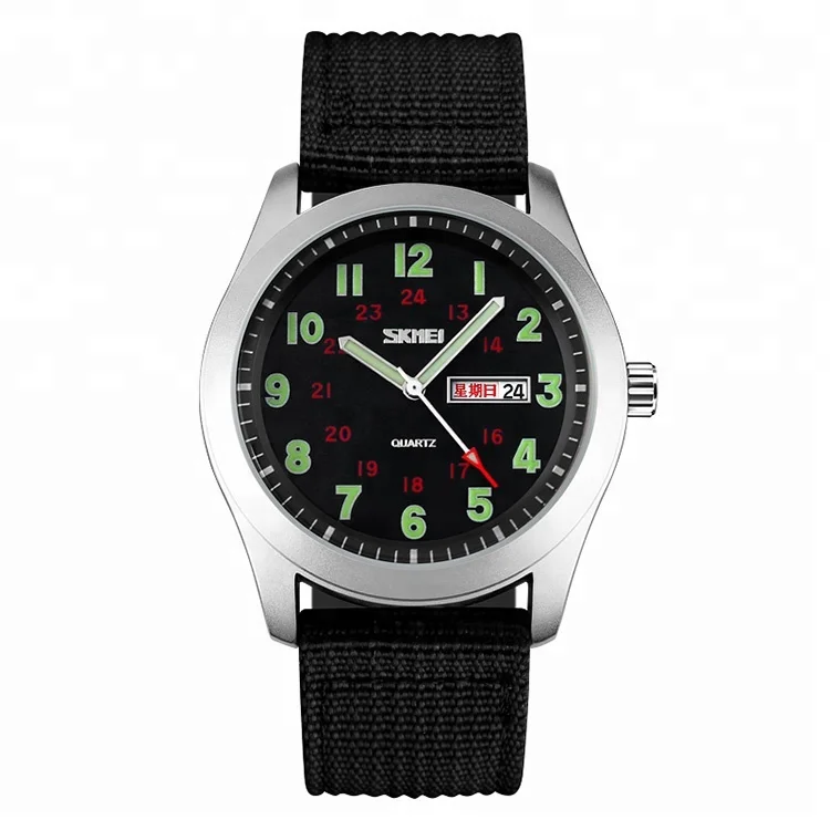 high quality skmei 9112 nylon band 5atm water resistant quartz watch