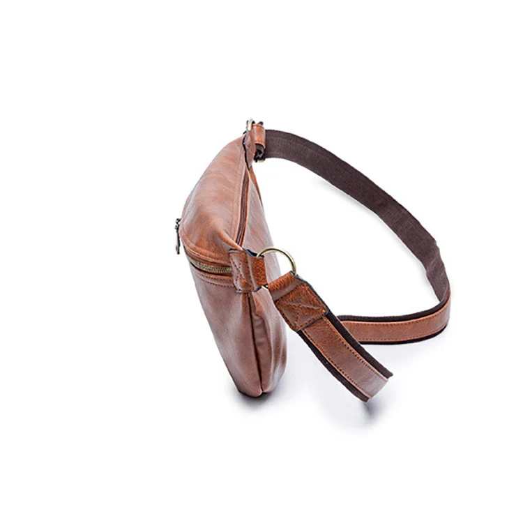 High quality black mens leather fanny pack soft PU waist bum bag