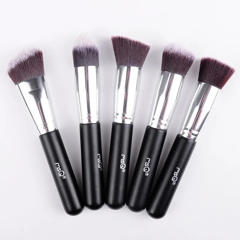MSQ Newest Package 5pcs kabuki brush best face makeup brushes vegan hair flat foundation contour blush powder brush makeup