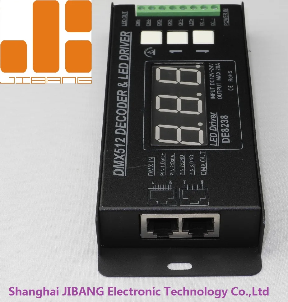 RGB+CCT 5CH Digital Tube Display DC12-24V Constant Voltage LED DMX512 DecoderDE8238