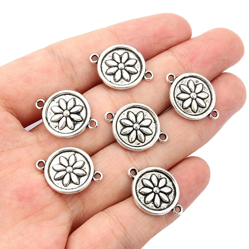 Antique Silver Flower Connectors For DIY Jewelry Making Supplies Necklace Bracelet Connectors DIY Jewelry Findings customizable