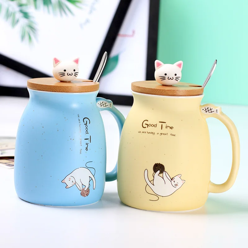 
Zogift Custom printed sublimation mug cat shape ceramic coffee cup for kids girl gifts 