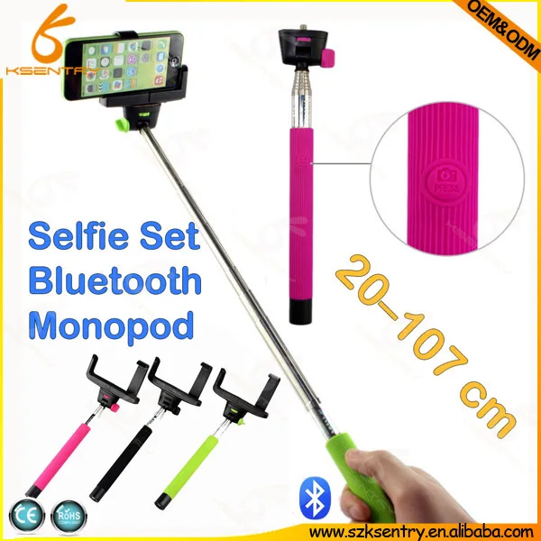 wholesale retractable selfie stick monopod with bluetooth remote control for smartphones