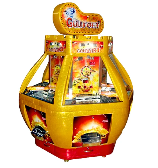 Classic 6 players coin pushing game machine for game center Golden Fort funny game carnival coin pusher with token prize