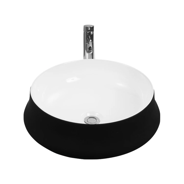 Italian design ceramic lavatory double color wash sink circle porcelain counter top basin
