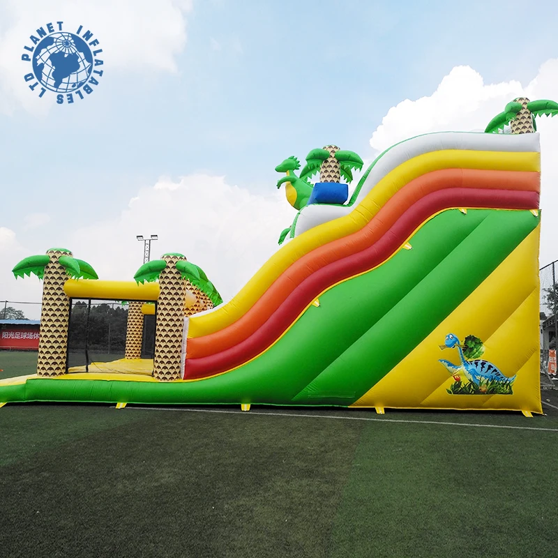 Commercial Grade Giant PVC Dinosaur Inflatable 13M Steps Slide Jumping Slide,Inflatable Bouncer Slide For Adult