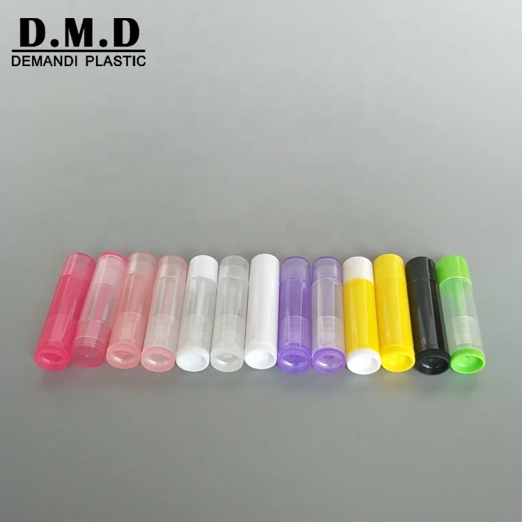 Empty clear food grade plastic PP colorful black white yellow transparent lip balm tube container