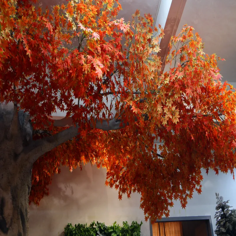 cheap outdoor decorative large autumn japanese red yellow leaves plant plastic artificial maple trees