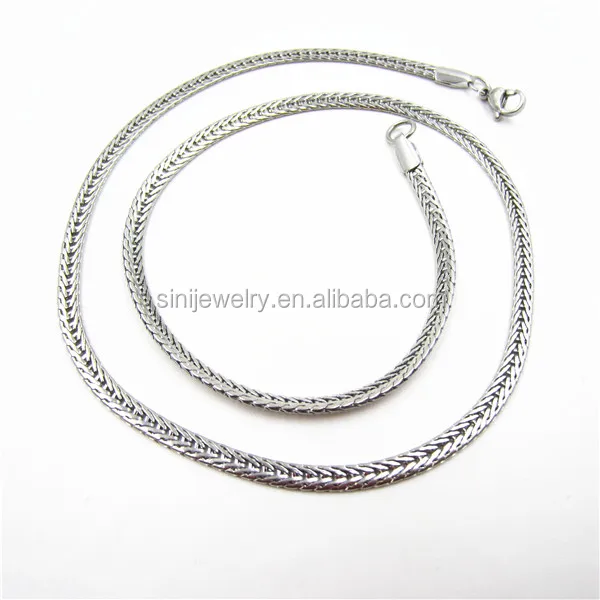 China Fashion Germanium Titanium Beautiful Metal 1.5mm Stainless steel flat snake Round snake chain 22 inch length necklace